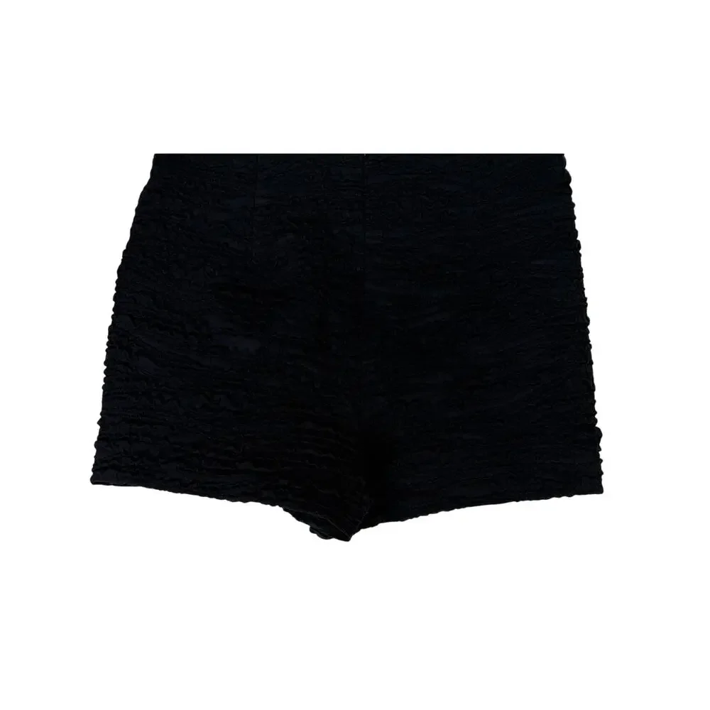 Zara Black Textured Back Zipper‎ Monki Chic Vacation Summer Mini Shorts Size M